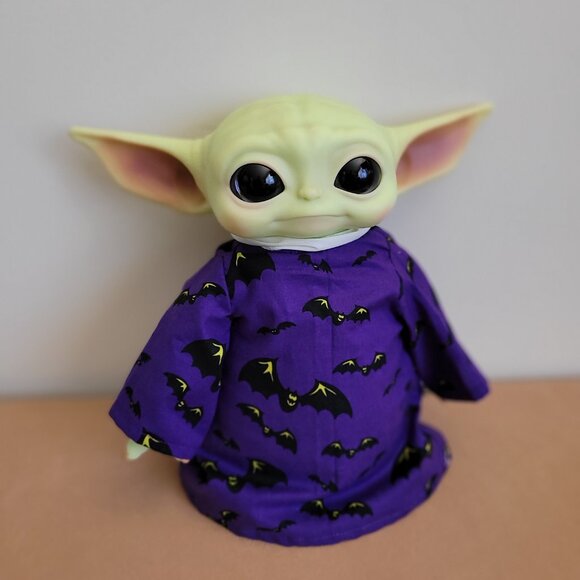 Spooky Bats 2pc Halloween Outfit/scarf set for 11" Mattel Child Grogu Yoda dolls - Picture 6 of 7